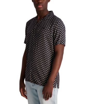 KARL LAGERFELD PARIS - Men's Relaxed Fit Short Sleeve Medallion Print Button-Front Camp Shirt