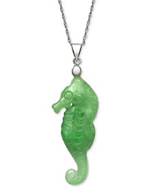 Dyed Jade Seahorse Pendant Necklace in Sterling Silver