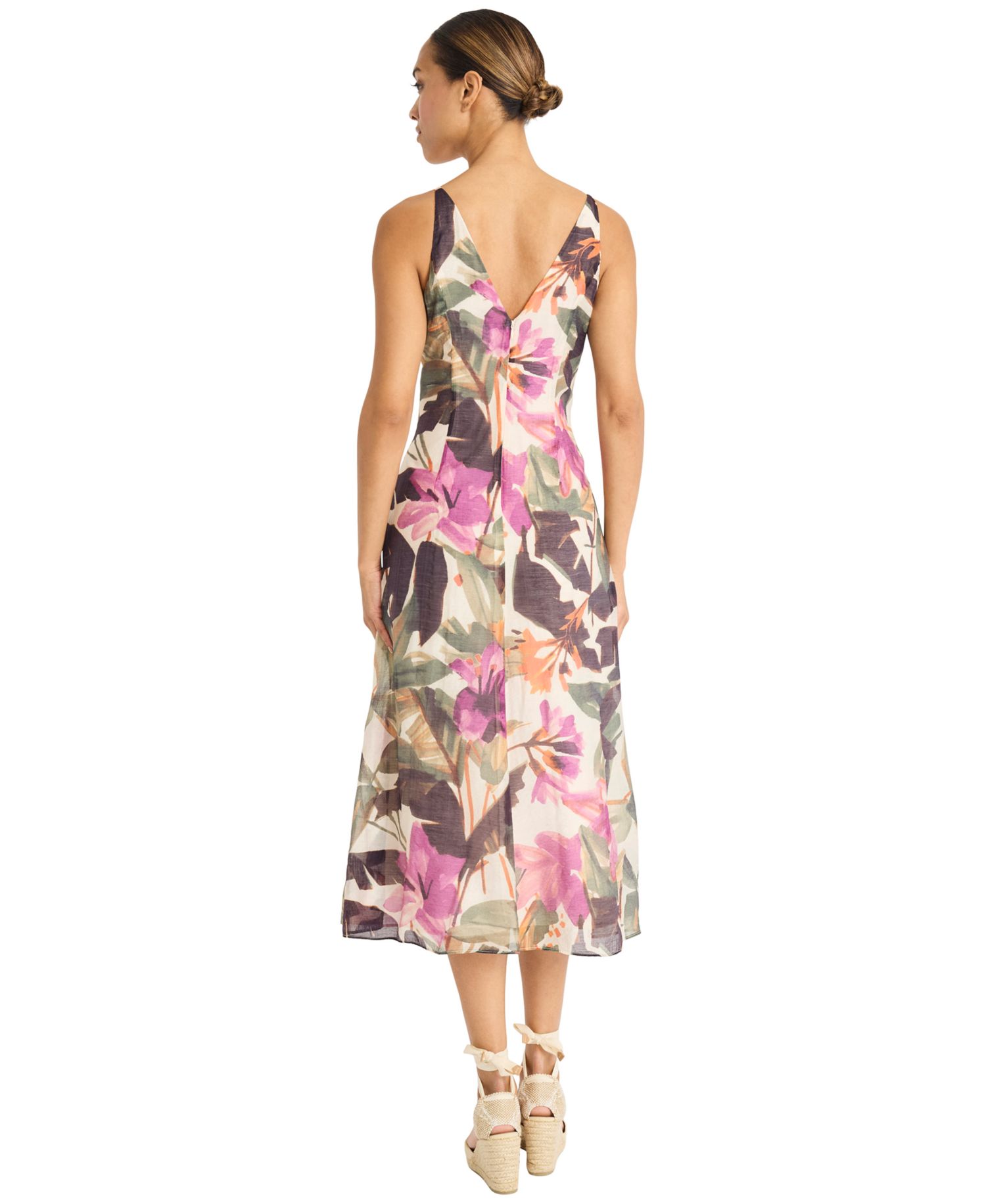 Women's Printed Voile Sleeveless A-Line Dress