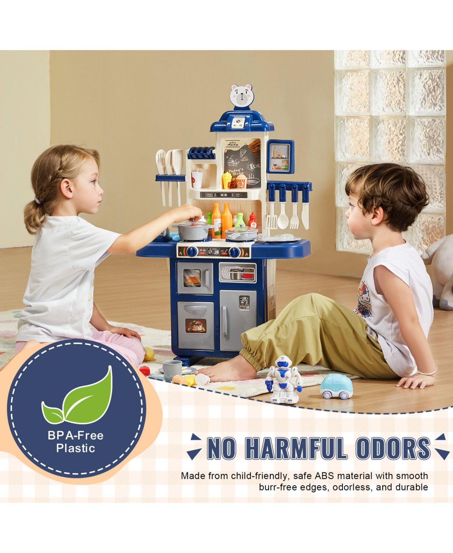 Детский игровой набор Slickblue Kids Kitchen 48-Piece Playset, Ages 3-7, цвет: Синий — фото 6