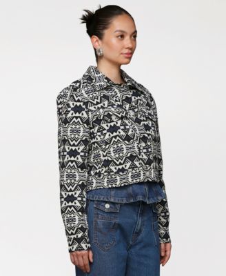 Women’s Printed Cropped Trucker Jacket