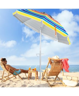 6.5 FT Beach Umbrella UPF50+ Sun Protection Portable Sunshade Parasol for Sand