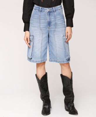 Avec Les Filles - Women's Baggy Denim Cargo Shorts