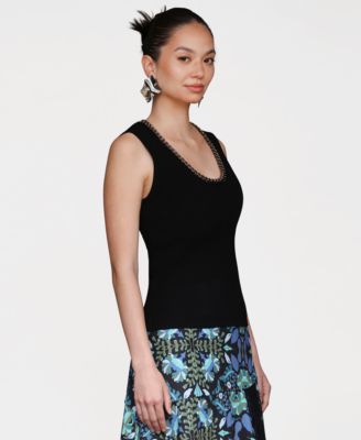 Women's Chain-Trim Ribbed Knit Tank Top