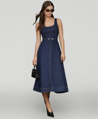 Women's Bustier Circle-Skirt Midi Dress