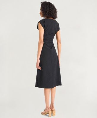 Women's Textured Ruched Midi Dress