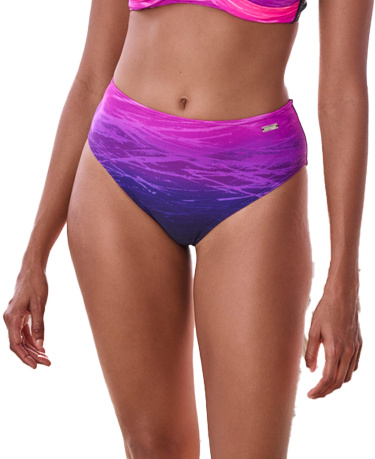 Women's Printed Mid Rise Bikini Swimsuit Bottom - Black  pink