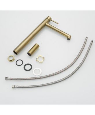 Single Hole Single Handle Bathroom Vessel Sink Faucet With Supply Hose in Black Gold