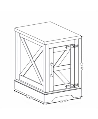 Rectangular Farmhouse Cabinet Table with Barn Door and Adjustable Storage Shelf