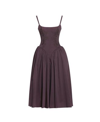 Women's Oakleigh Blackberry Purple Cotton Lace-up Back Midi Dress