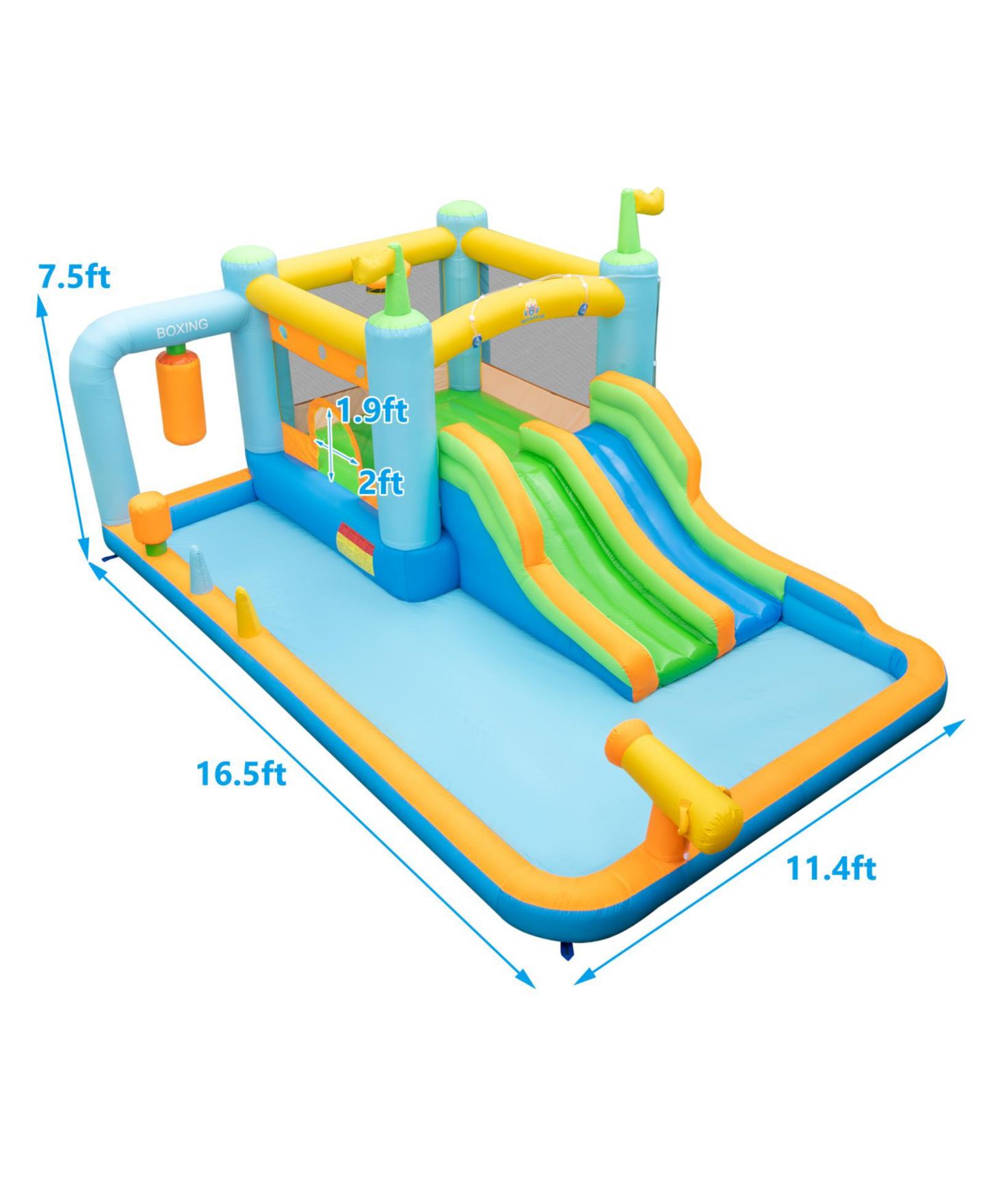 Детская игрушка Mecale Giant Inflatable Water Slide for Kids Aged 3-10 Years (without Blower), цвет: Синий — фото 3