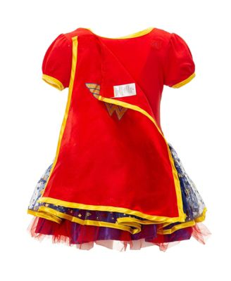 Wonder Woman Girls Cosplay Tulle Costume Dress Cape and Headband  Infant to Big Kid