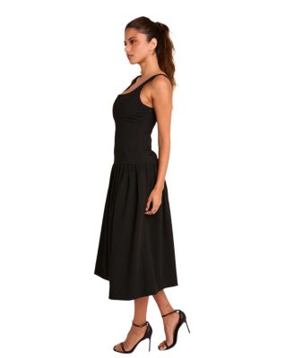 Women's Drop Waist Peplum Midi Dress