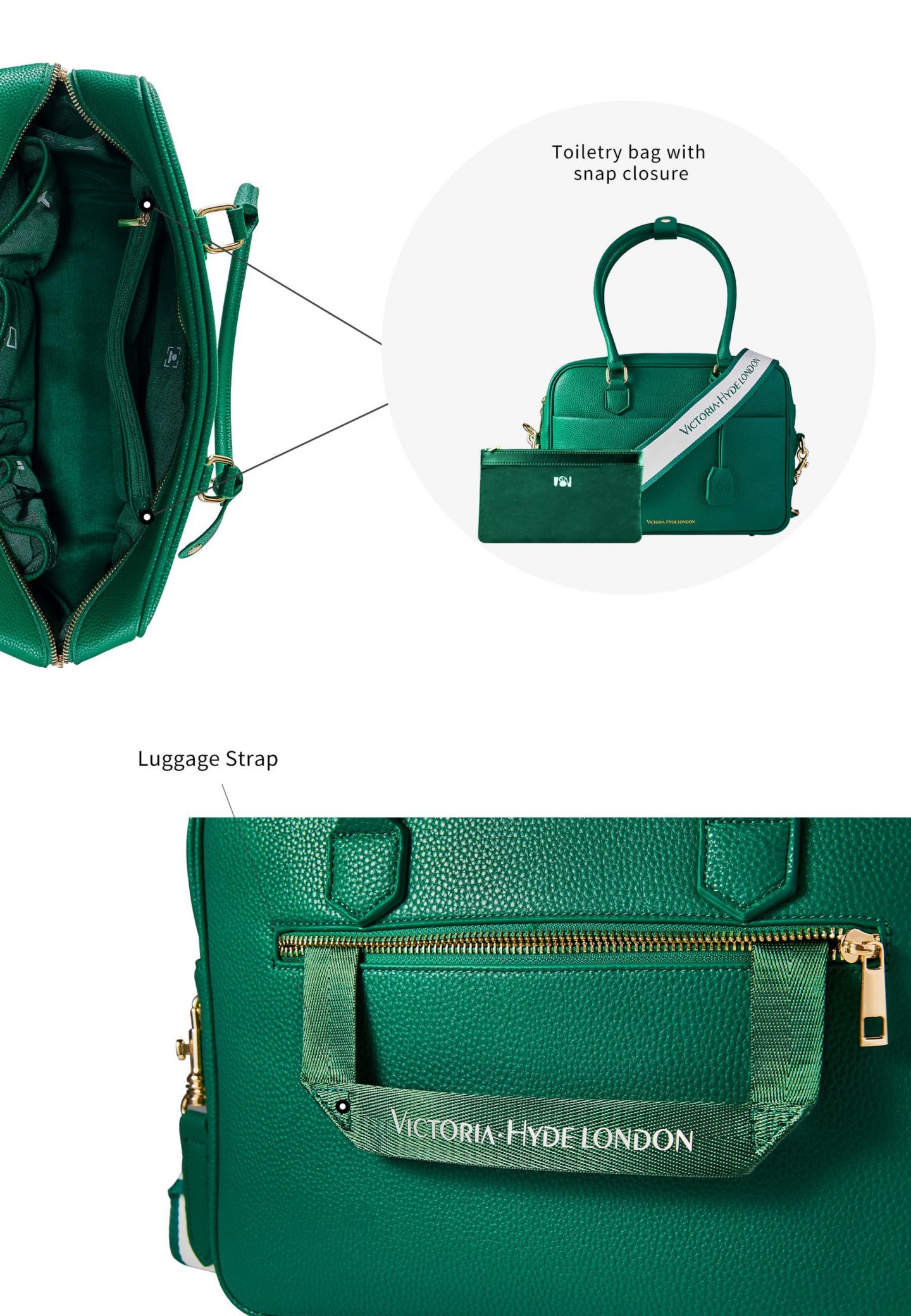 Женская сумка Victoria Hyde London Margaret L Handbag Laptop Pebbled Microfiber Leather Victoria Hyde, цвет: Зелёный — фото 4