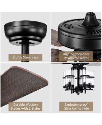 Classic 50 Inch Ceiling Fan with Light Noiseless Reversible Motor Ceiling Fan Lamp