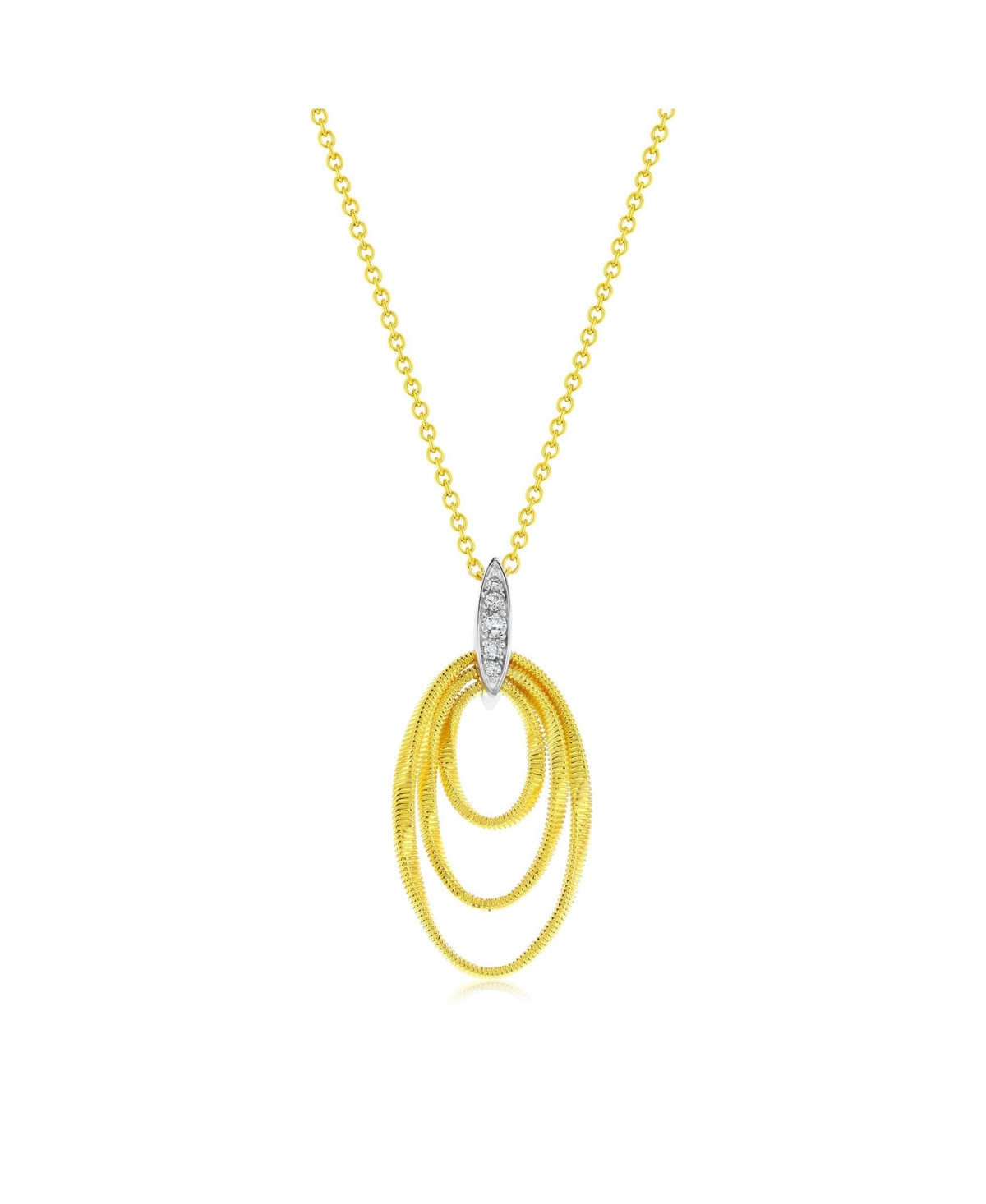 Suzy Levian Golden Helix Sterling Silver & Cubic Zirconia Coil Triple Open Oval Pendant Necklace - Golden