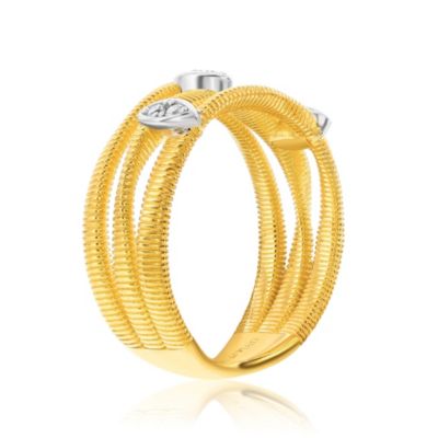 Suzy Levian Golden Helix Sterling Silver Cubic Zirconia Coil Three Row Triple Oval Ring