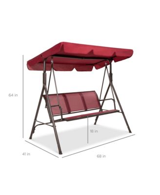 2-Seater Outdoor Adjustable Canopy Swing Glider Patio Bench w/ Textilene, Steel Frame