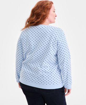 Plus Size Fleece Crewneck Long-Sleeve Top, Macy's Exclusive