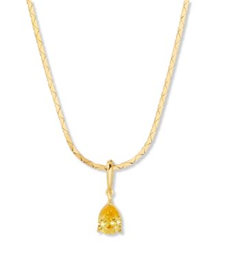 brook york Gold Plated Melrose Teardrop Birthstone Short Pendant Necklace - Gold- November 113$