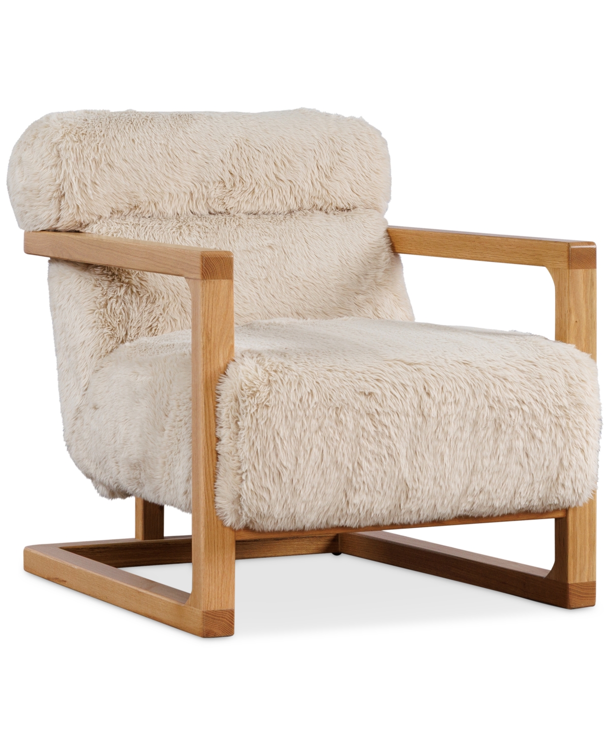 Macy's Michola Wood Accent Chair,  Exclusive In Neutral