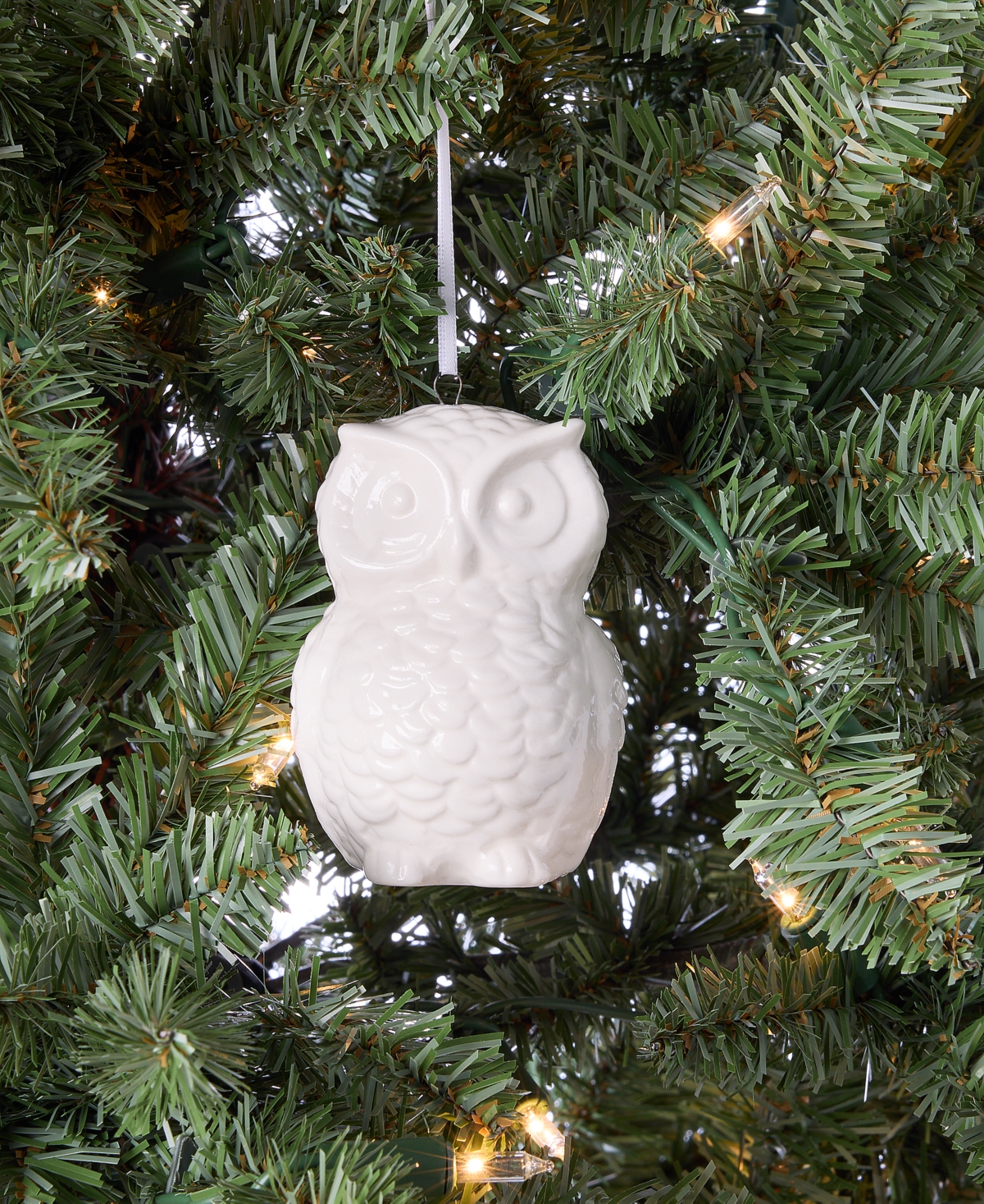 Holiday Lane Nordic Wonderland Ceramic Owl Ornament, Macy's Exclusive