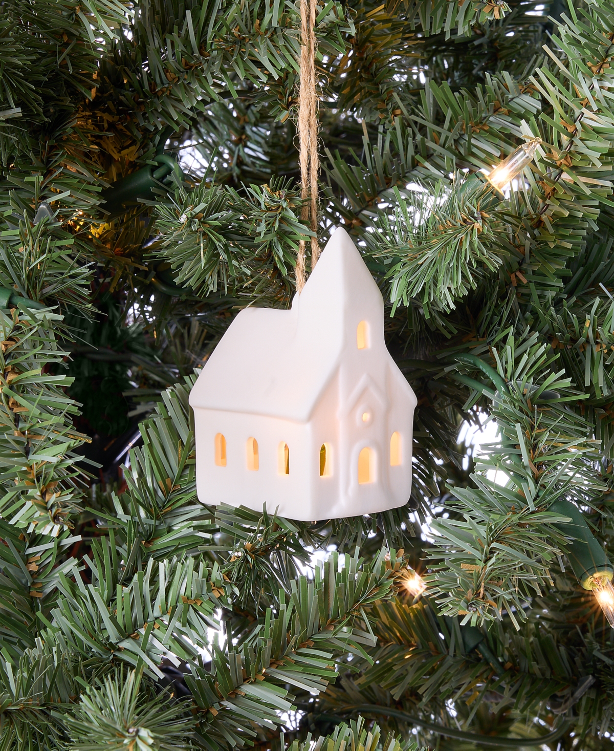 Holiday Lane Nordic Wonderland Ceramic House Ornament, Macy's Exclusive