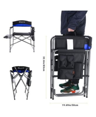 Compact Camping Folding Chair with Side Table and Storage Pocket, Blue