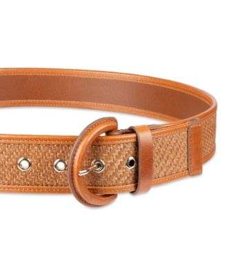 Women's Leather and Raffia Casual Belt