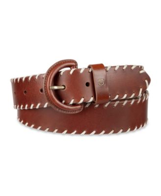 Women's Leather Covered Buckle Stitched Edge Belt