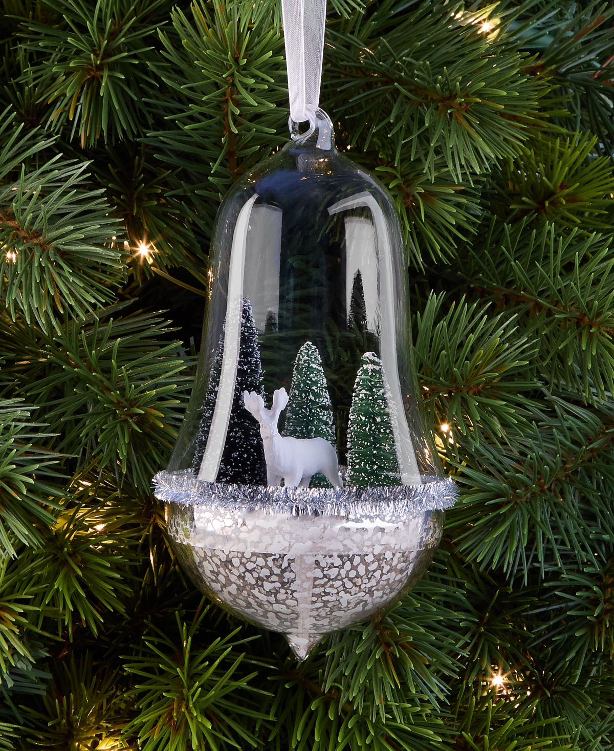 Holiday Lane Enchanted Emerald Deer In Greenery Dome Ornament, Macy's Exclusive In Transparent