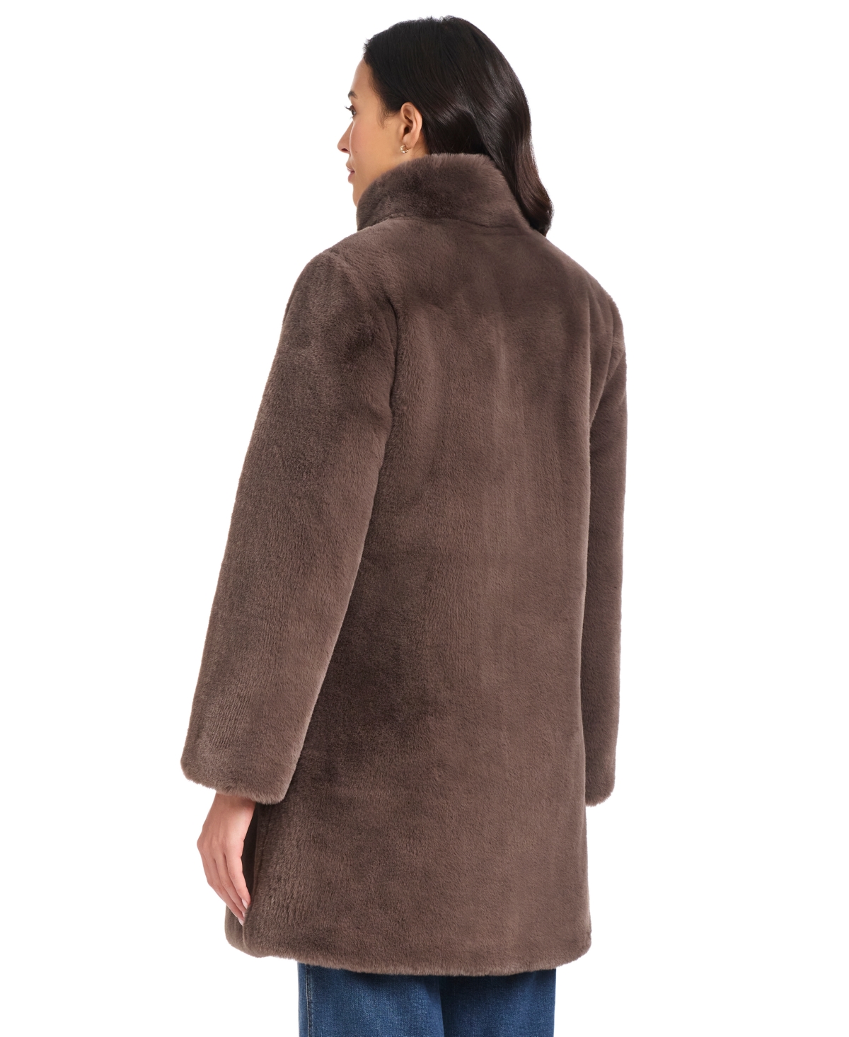 Jones New York Women's Collared Faux-fur Coat In Brown