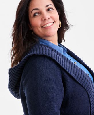 Plus Size Hooded Open-Front Cardigan Sweater, Macy's Exclusive