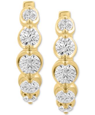 EFFY&reg; Lab Grown Diamond Small Hoop Earrings (1-5/8 ct. t.w.) in 14k Yellow Gold, 0.79"