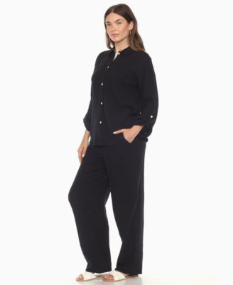 Women's Long Sleeve Button Down Cotton Gauze Set