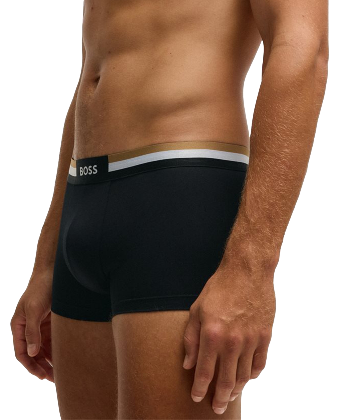 Hugo Boss Three-pack Of Cotton-blend Trunks With Signature Waistbands In Black