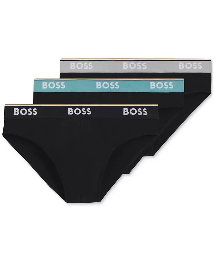 Men's Power 3-Pk. Tipped Logo Waistband Briefs