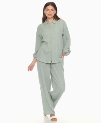 Women's Long Sleeve Button Down Cotton Gauze Set