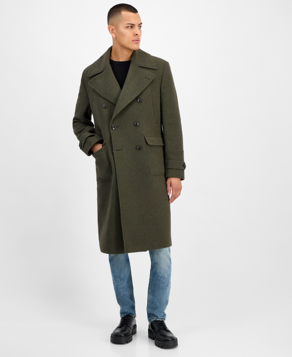 Ted By Ted Baker Men's Modern Fit Melange Overcoat In Green