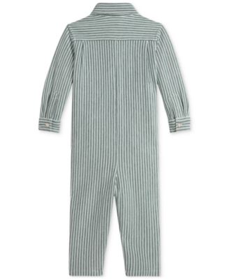 Baby Boys Striped Oxford Coveralls