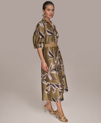 Women's Floral-Print A-Line Shirtdress