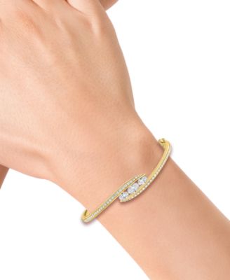 EFFY&reg; Lab Grown Diamond Three Stone Swirl Bangle Bracelet (1-7/8 ct. t.w.) in 14k Gold