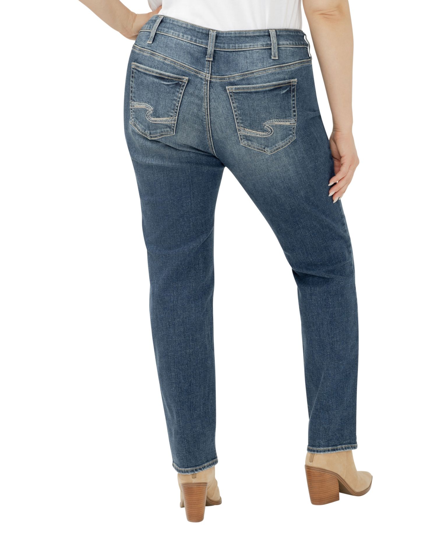 Plus Size Elyse Mid Rise Comfort Fit Straight Jeans