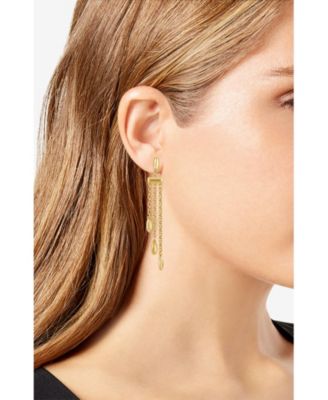 Long Gold Tone Chain Tassel Earrings