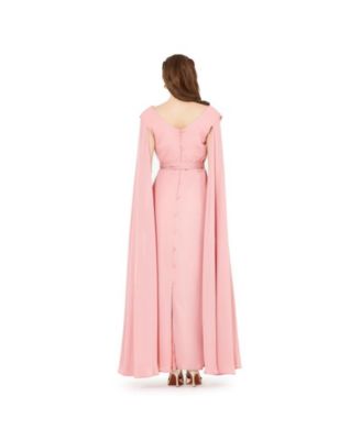 Women's Cowl Neck Flare Sleeved A-line Gown