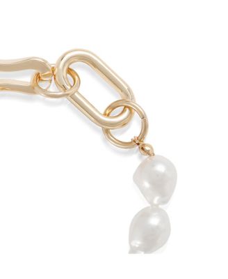 Gold-Tone Link and Pearl Bracelet