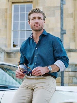 Men's Long Sleeve Cotton Merino Wool Shirt