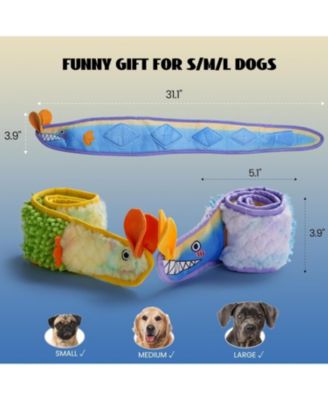Blue Ribbon Eel Snuffle Dog Toy,Christmas gift,No Stuffing Squeaky Long Snake,Crinkle/Snuffle/Tug Toy for All Breeds