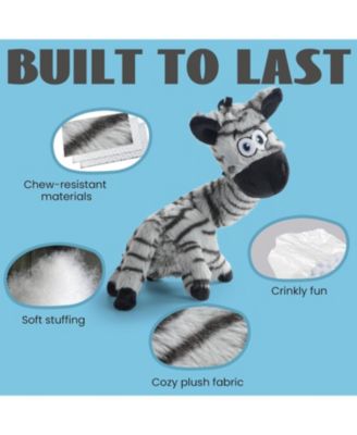 Twistable Zebra Stuffedless Dog Toy, Plush Dog Chew Toy for Small Medium Breed, Crinkle Animal Dog Toy to Keep Them Busy