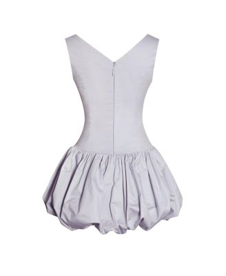 Women Zada Grey Pleated Breast Bubble Hem Mini Dress